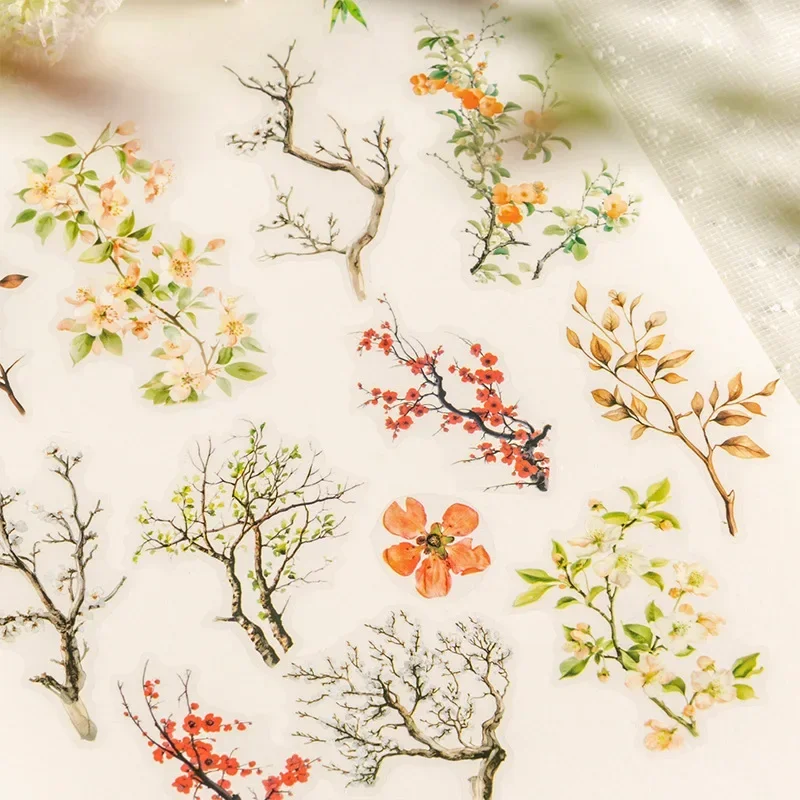 1Roll 2M Flower Handbook DIY School PET Tape Branch Series Supplies Flowering Adhesives Writing Background Scrapbook 60mm*2m 5