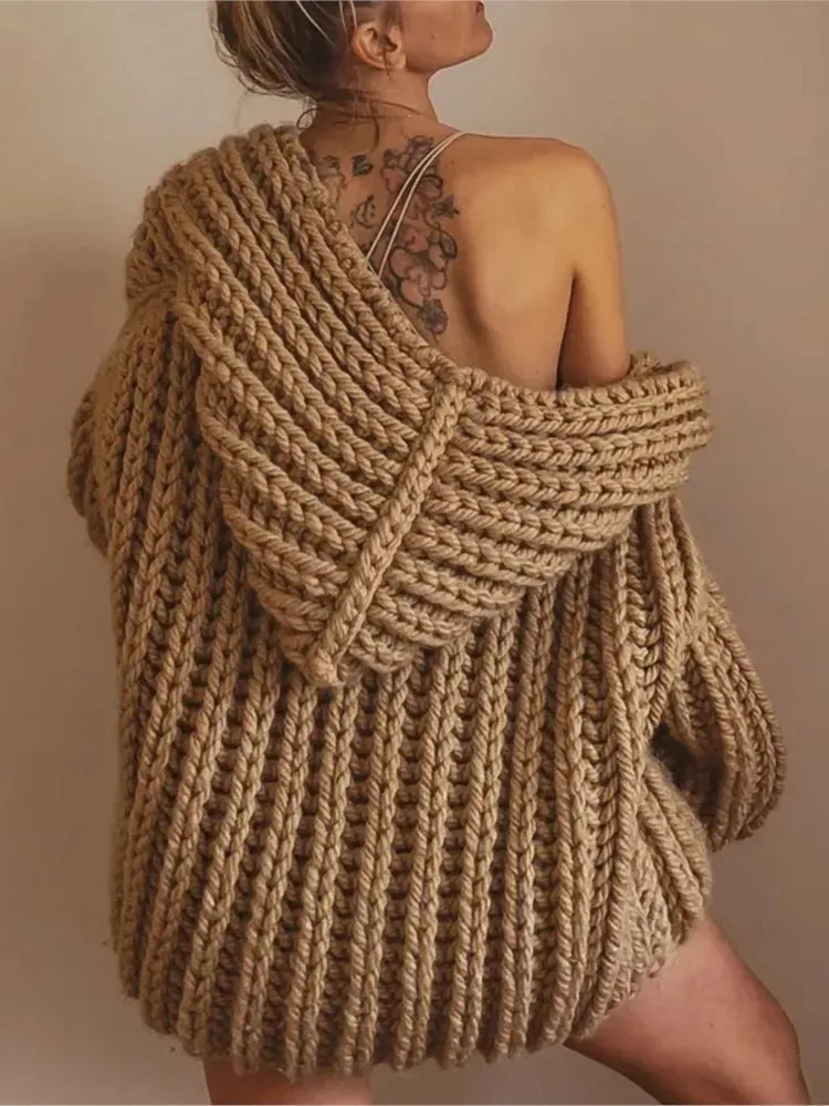 

RDMQ 2023 Women Fashion Solid Hooded Sweater Vest Elegant Sleeveless Loose Knitting Cardigan Autumn Ladies Commute Streetwear