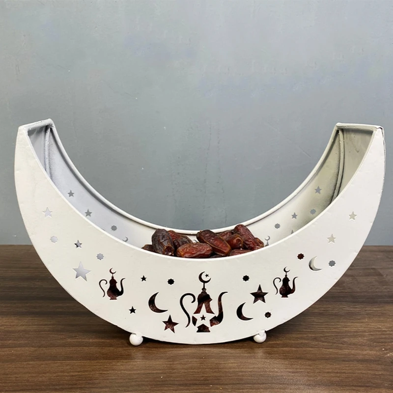 Eid Mubarak Moon Serving Tray Tableware Dessert Storage Container Ramadan Muslim Islamic Party Supply