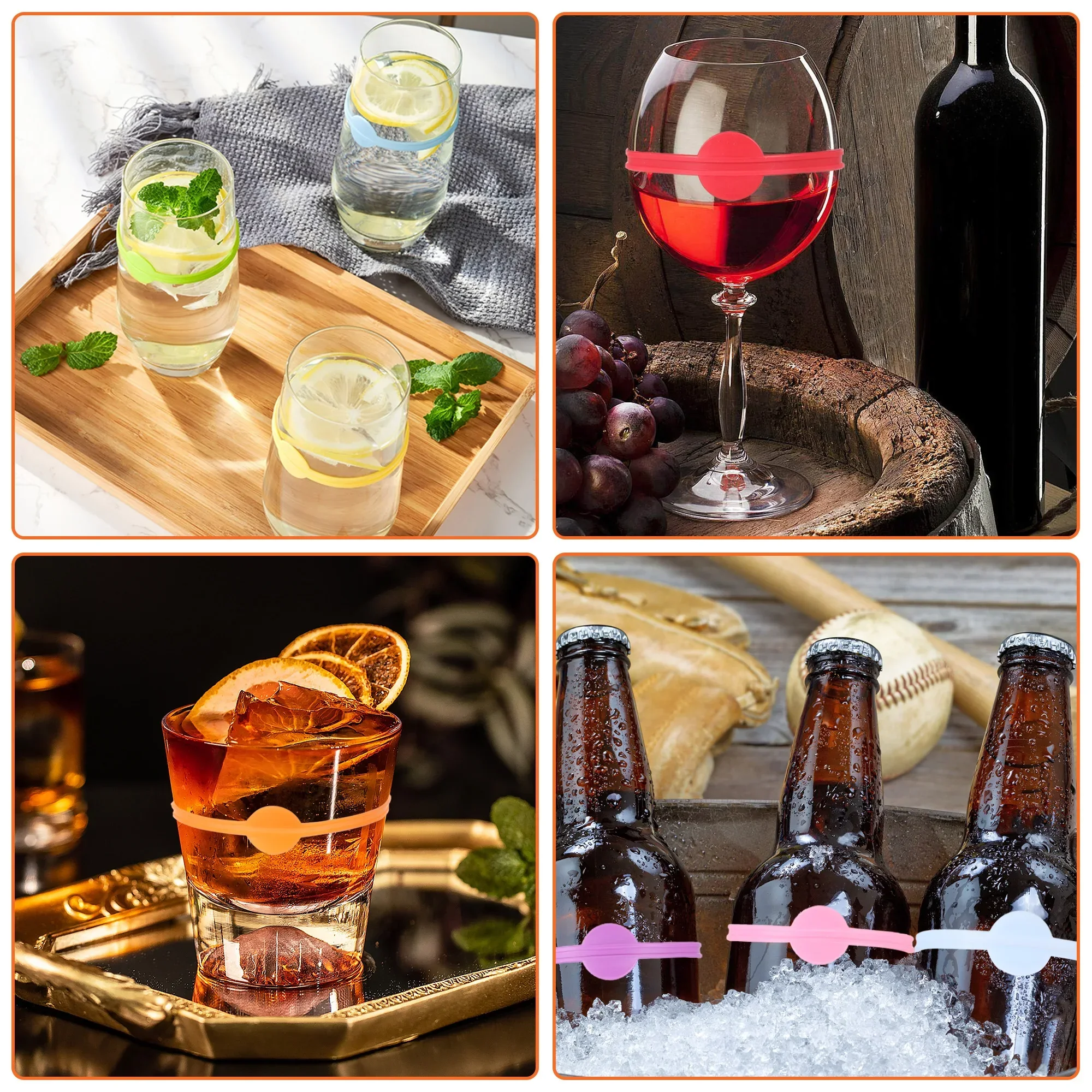 Wine Labels 24pcs Glasses Drinking Marker Set Food Grade Silicone Mark Silicone Glass Markers for Bar Parties Rings