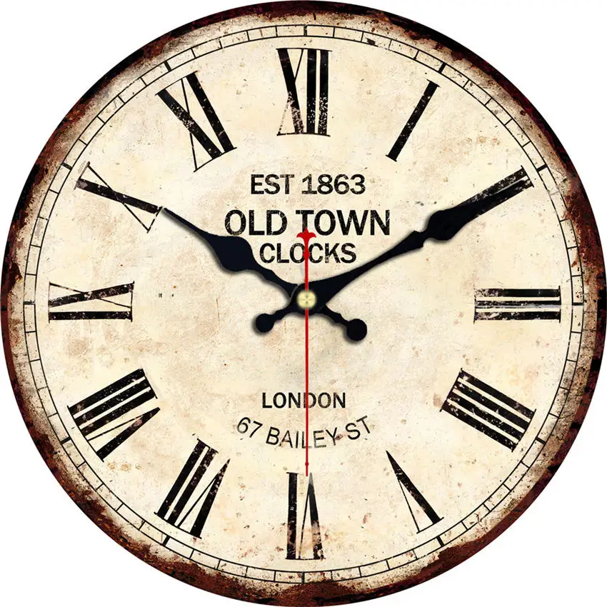 Figure Wall Clocks Shabby Retro Home Kitchen Room Decor Rustic Cooker Non-Ticking Silent Quiet Cook Small Kitchen Clocks 