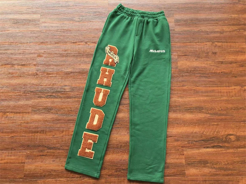 

23SS New Rhude Overalls Men Women Towel Embroidered Logo Sweatpants Drawstring Casual Pants