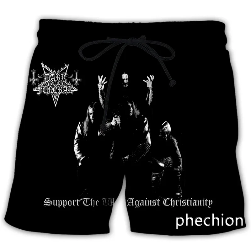 Phechion New Fashion Men Women Dark Funeral With 3D Printed Casual Shorts Novel Street Wear Men'S Loose Sports Surfboard Shorts 4