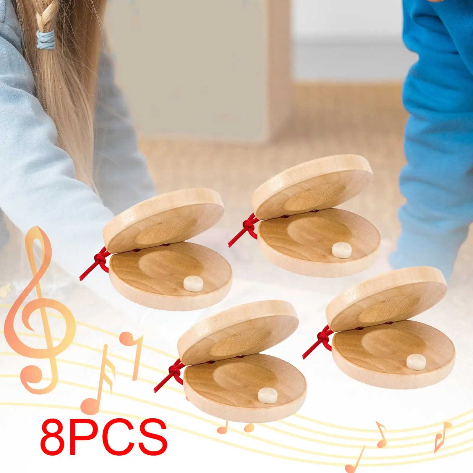 Wooden Castanets Percussion Instrument Toys, Development Toys, Musical Castanets