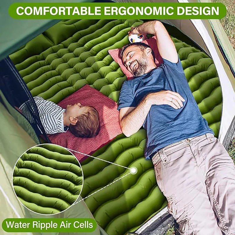 Camping Inflatable Mattress Built in Foot Pump & Pillow Portable Sleeping Pad Outdoor Ultralight Air Mat Hiking Travel