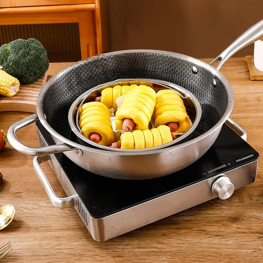 Stainless Steel Food Steamer Basket Pressure Cooker Steamer Basket with Handle Steaming Grid Drain Drainer Cooking Utensils