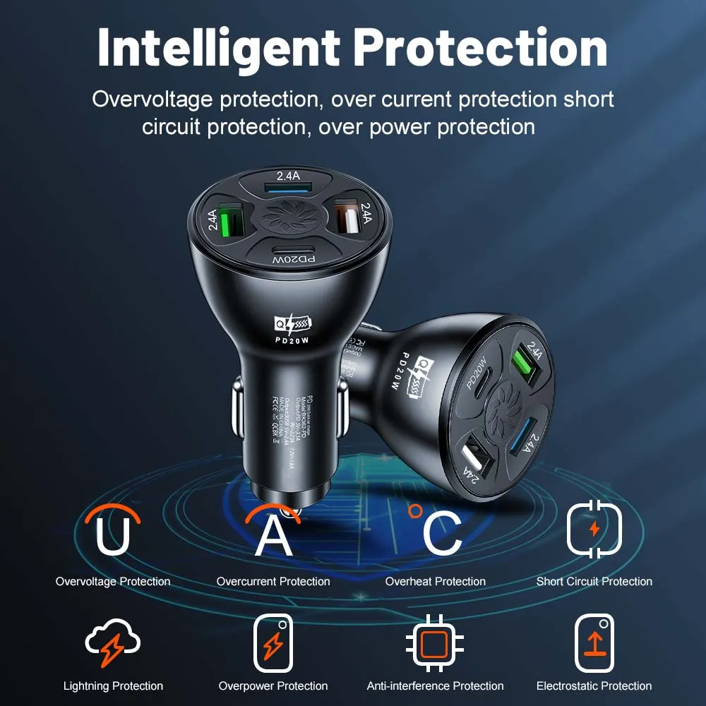 32W PD Car Charger Fast Charging Type C USB Phone Charge Power Adapter In Car For iPhone Xiaomi Samsung Quick Car Charger