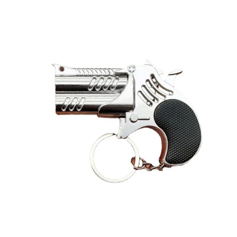 Mini Keychain Metal Rubber Band Gun Game Toy Gun Launcher Children's Simulation Pistol Toys Gifts Pendent 1Pcs
