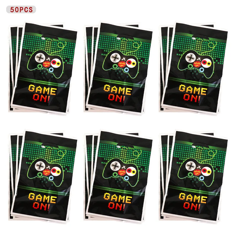 Green Video Game-Themed Party Favor Bags - Birthday & Baby Shower Decorations