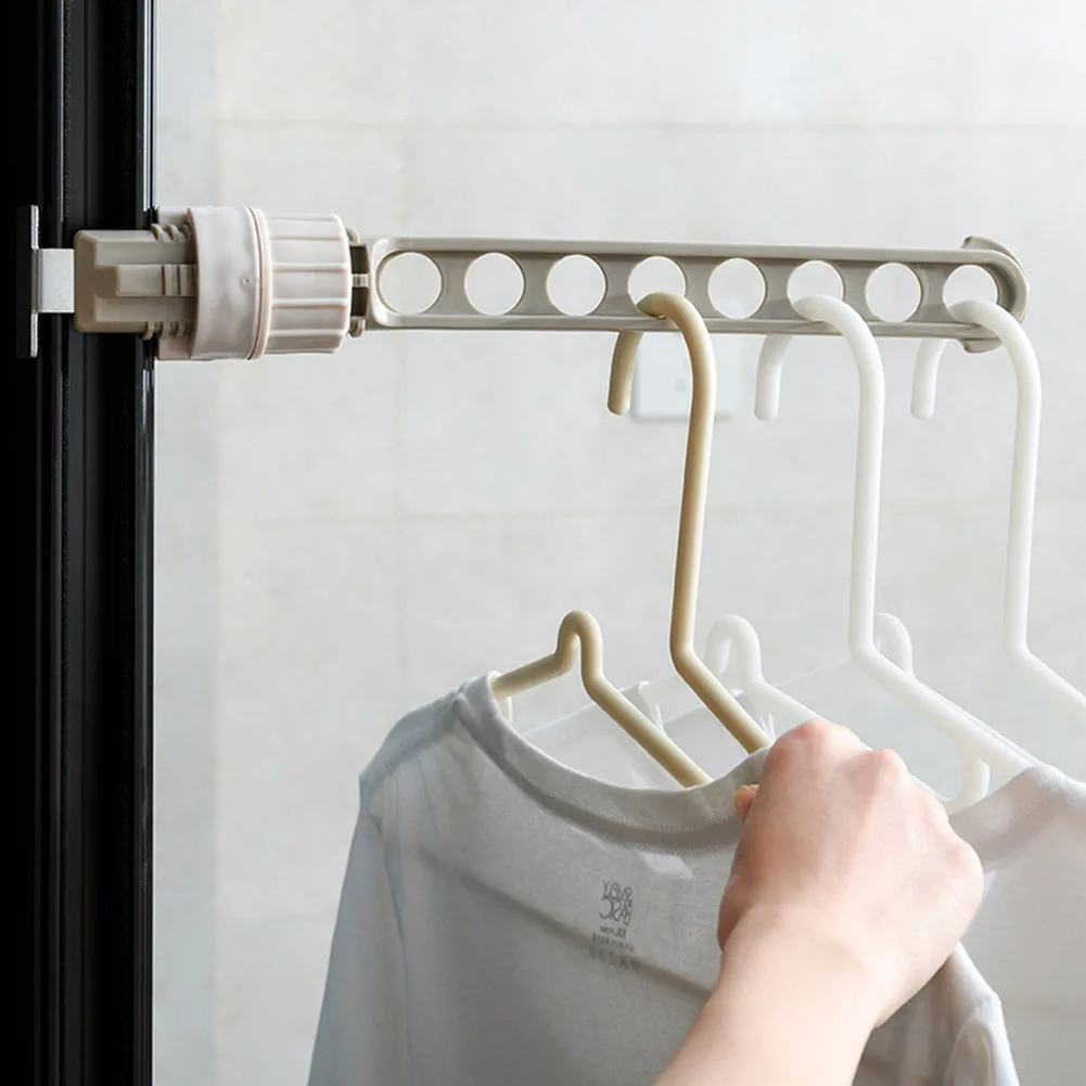 Drying Rack Balcony Wall Mounted Clothes Bathroom Indoor 8 Holes