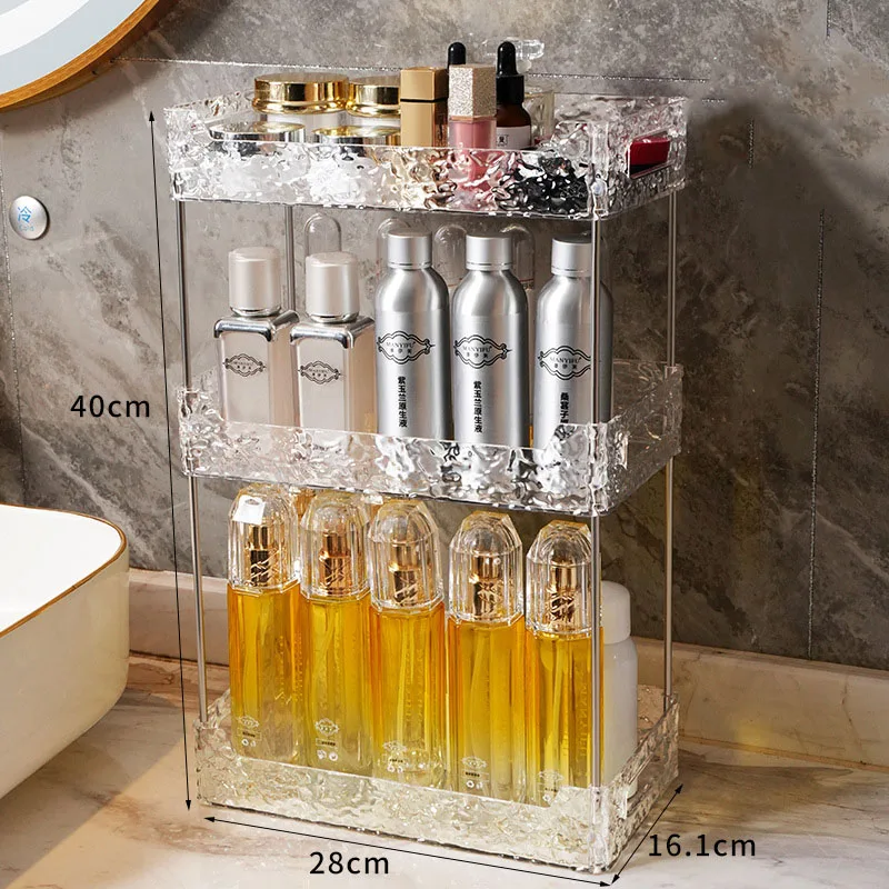 Acrylic Storage Organizer Shelf Of Bathroom Home Kitchen Makeup Skincare Shampoo Lipstick Tabletop Holder Cosmetic Desk Rack 4