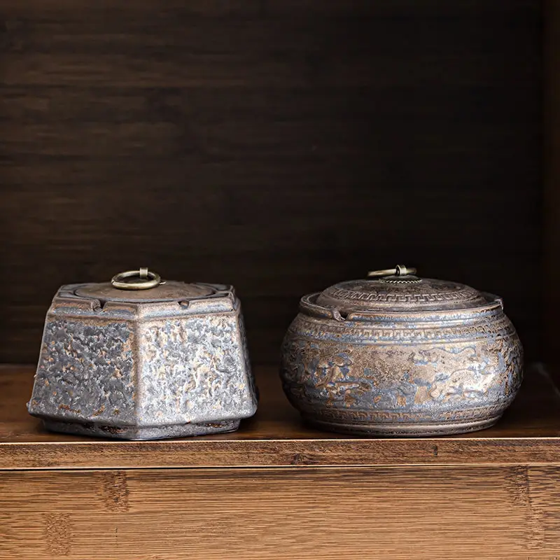 Japanese style rusty ceramic ashtray smoke cup home living room decoration office tea desktop ornaments