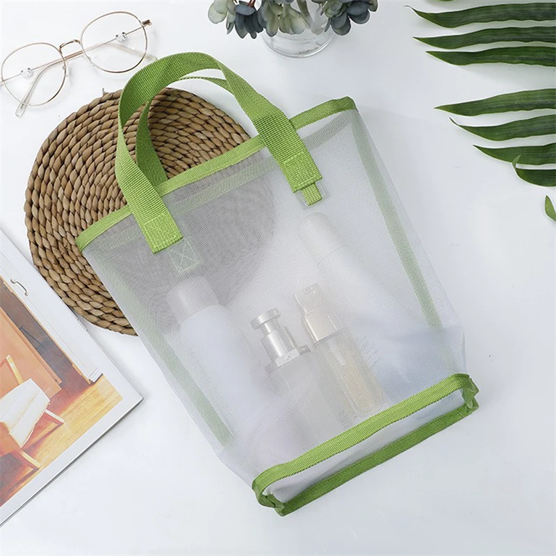 

New Women Large Makeup Bag Mesh Travel Storage Shower Bag Beach Toilet Bag Cosmetic Bag Handbag Mesh Bag Toiletries Storage Bag