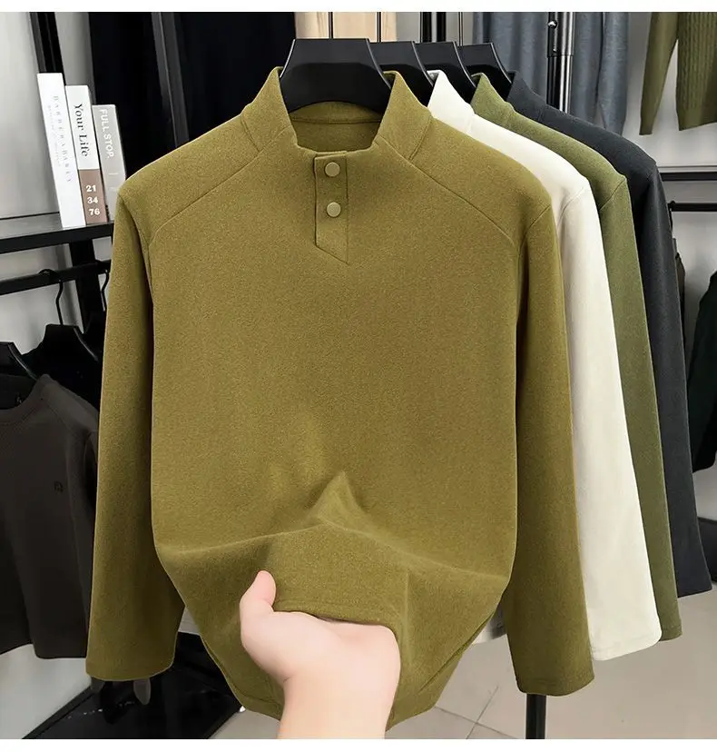 Herbst und Winter Neue männer Sweatshirt Taste Stehkragen Casual Langarm T-shirt Vielseitig Warme Pullover Top – Detail 10