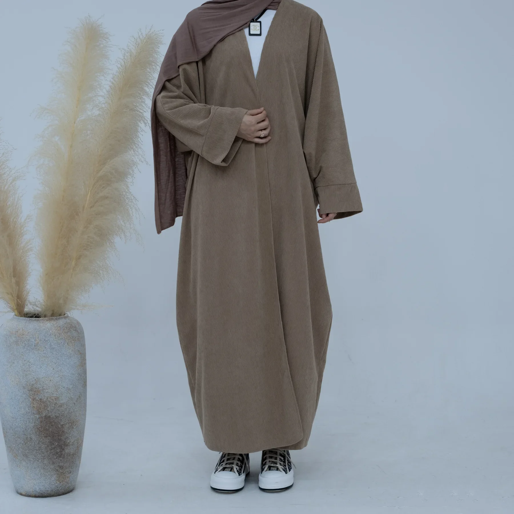 Winter Corduroy Abaya Coat for Women Thick Warm Abayas 2023 New Kimono Muslim Cardigan Dress Arab Turkey Modest Islamic Clothing