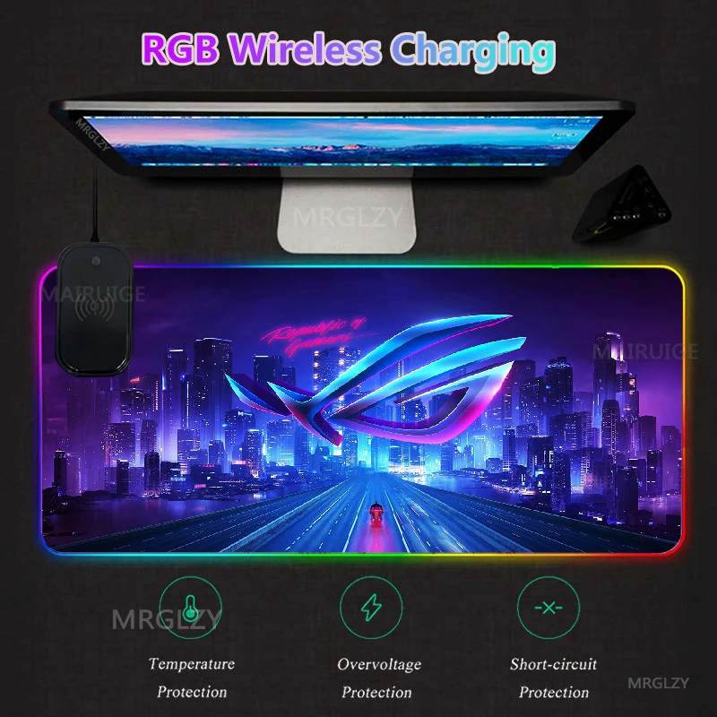 Asus Rog RGB Wireless Charging LED Mouse Pad Game Accessories Backlit