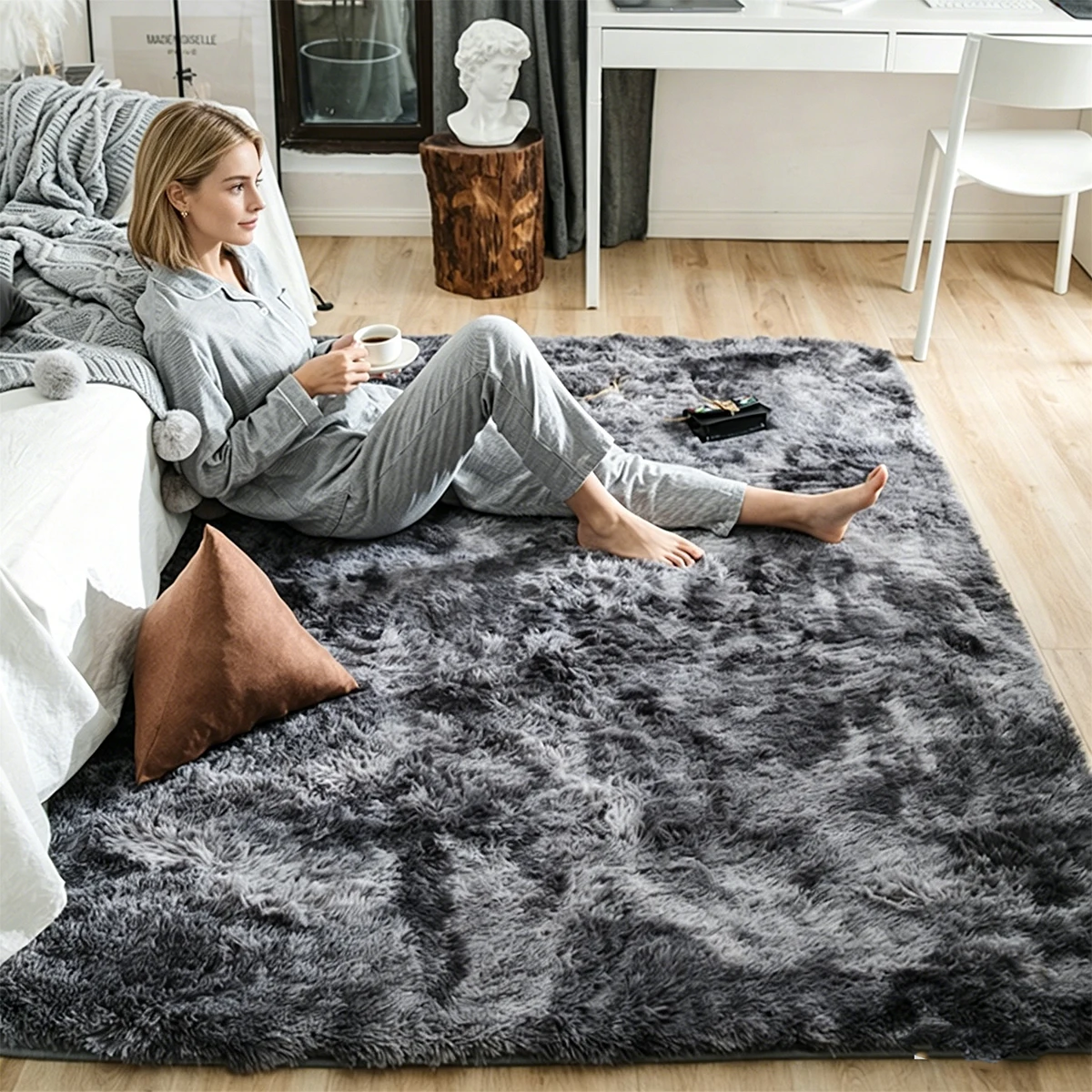 Gray Carpet for Living Room Plush Rug Bed Room Floor Fluffy Mats Anti-slip Home Decor Rugs Soft Velvet Carpets Kids Room Blanket 1
