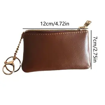 Portamonete Mini in Pelle PU con Portachiavi Dorato, Cerniera Liscia, Stile Carino e alla Moda, Adatto per Tasche dei Jeans, Ideale per Gite nel Weekend