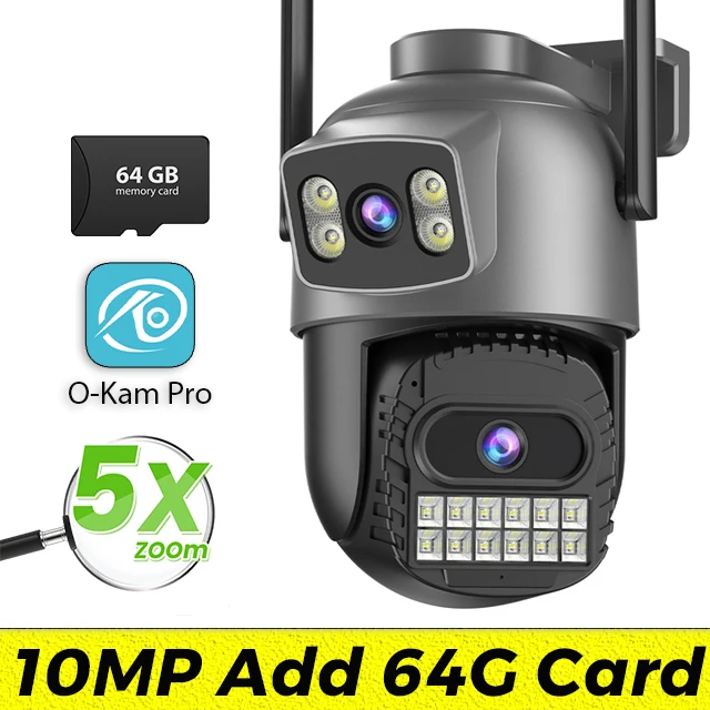 كاميرا IP خارجية مزدوجة الشاشة، 15 ميجابكسل، واي ف...