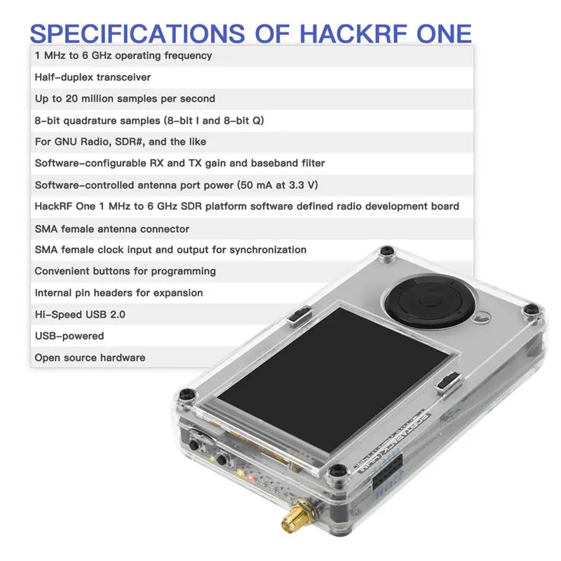 Hackrf One R10C SDR 소프트웨어 정의 라디오용으로 설계된 플라스틱 쉘이 있는 BG-H4M Mayhem Portapack H4MS