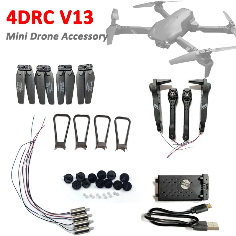 4Drc Mini Drone 4K Quadcopter 4D-V13 Original Accessory Cw Ccw Motor Propeller Pritective Ring Battery Usb Charger Gear Arm Part