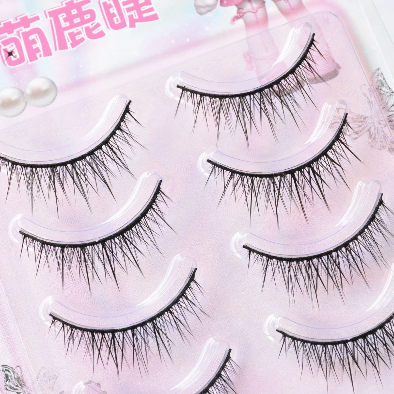 5 Paar koreanische Baby-gerade Wimpern, hartes Band, falsche Wimpern, natürliches Fischschwanz-Design für Cosplay, tägliches Make-up – Detail 5
