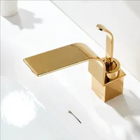 Chrome ก๊อกน้ําอ่างล้างหน้า Modern Gold Deck ติดตั้งห้องน้ําผสมก๊อกน้ําสีดําห้องน้ําอ่างล้างจานน้ําตกก๊อกน้ําก๊อกน้ําสีเทา 2