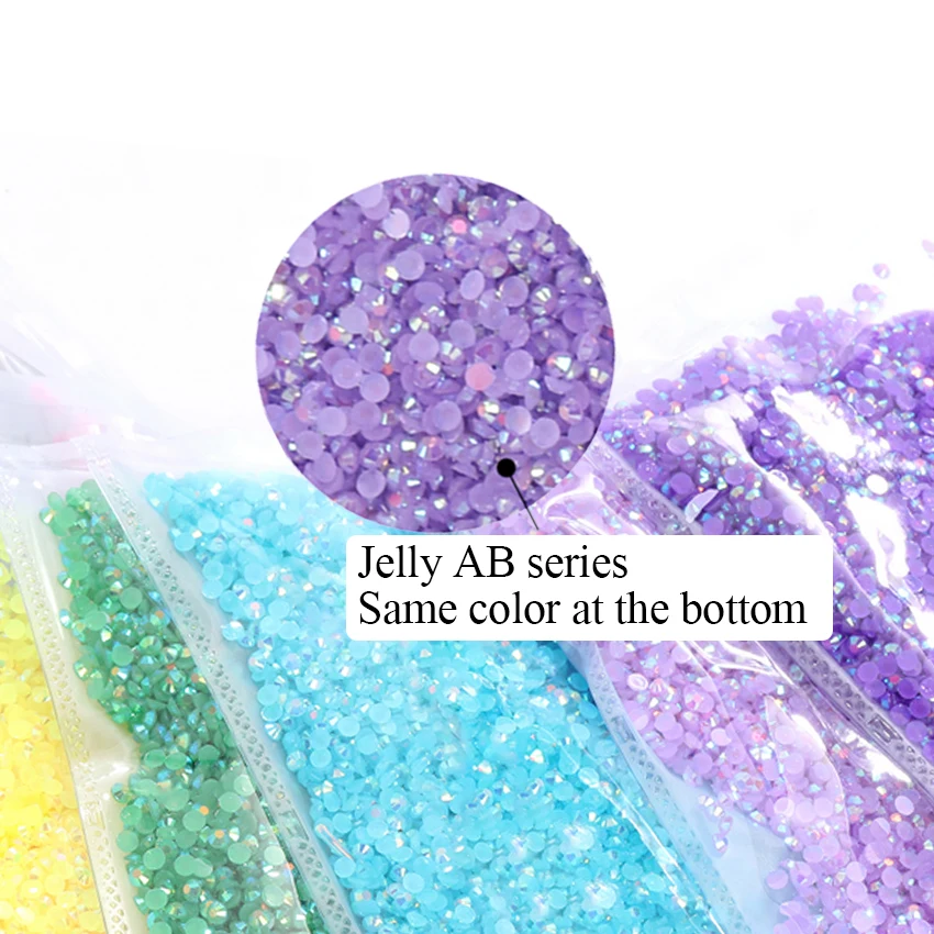 Description Picture 3 of itemBulk Wholesale Big Package 2-6mm Resin Non HotFix Rhinestones Jelly AB Flat Back Plastic Crystals Nail DIY Glitters Cтразы Stone