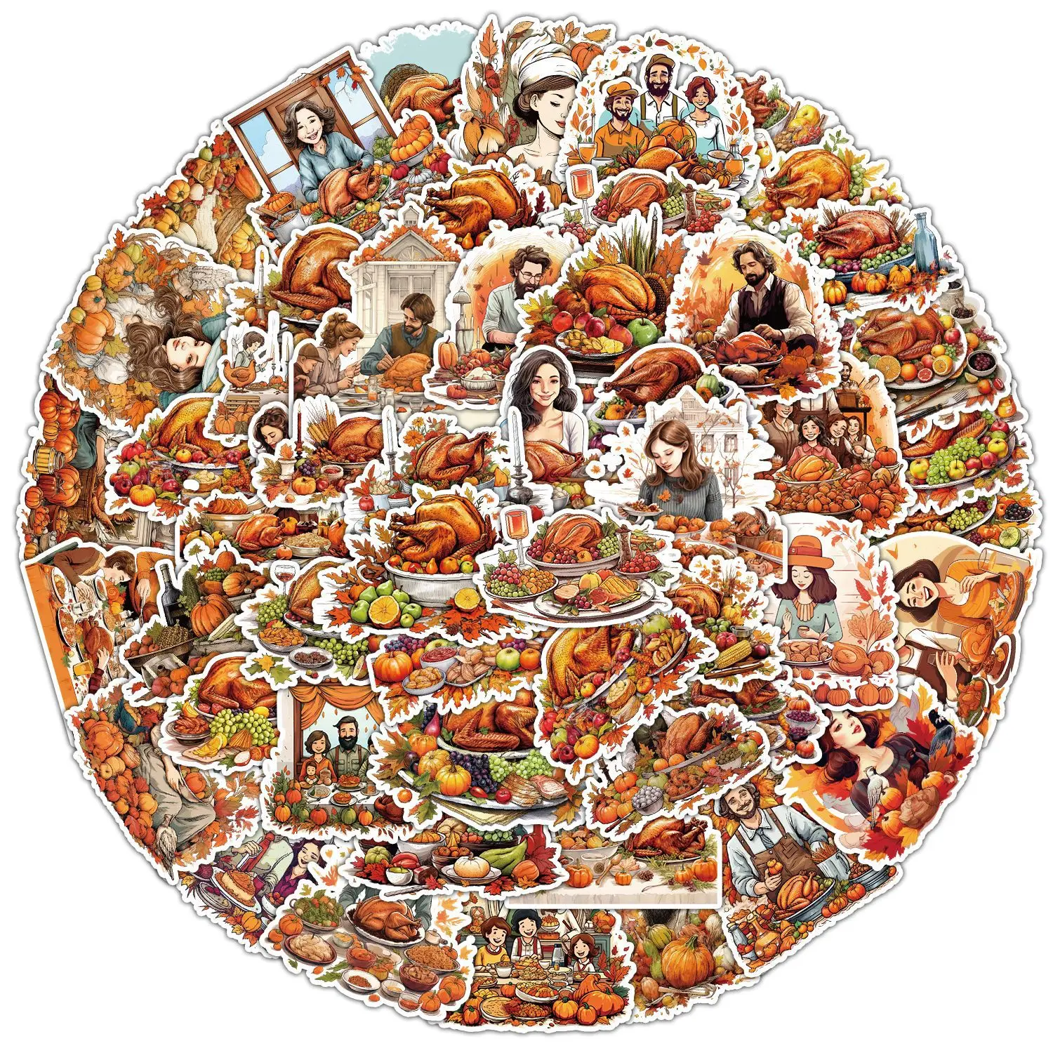 

50pcs Thanksgiving Graffiti Car Cell Phone Water Cup Decoration Waterproof Creative Hand Account Waterproof Sticker