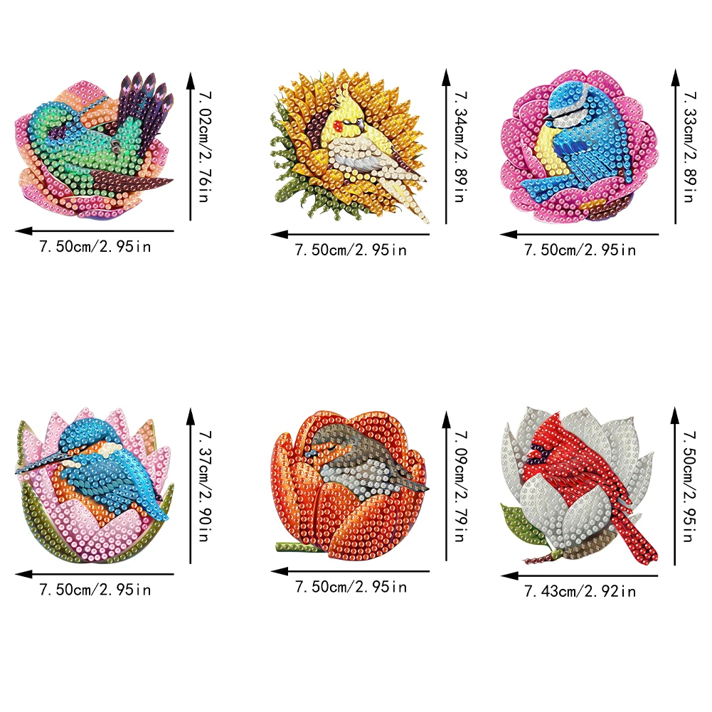 6Pcs Diamond Art Kits Diamond Painting Magnets DIY Diamond Art Refrigerator Magnets DIY Art Crafts for Adults Beginners
