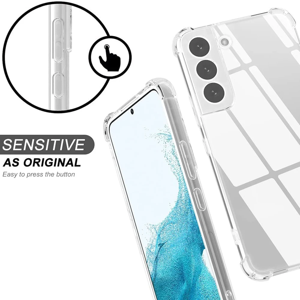 samsung galaxy s22+ case Luxury Clear Silicone Soft Case For Samsung Galaxy S22 S21 S20 FE S10 S9 S8 Note 10 Plus 9 8 20 Ultra Thin Back Cover Shockproof Galaxy S22+ silicone case