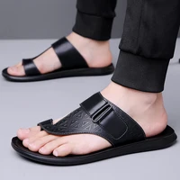 Sandales d'été pour hommes respirantes, mode simple, à bout ouvert, semelle plate souple, chaussures de plage confortables, pantoufles classiques - 2502 4