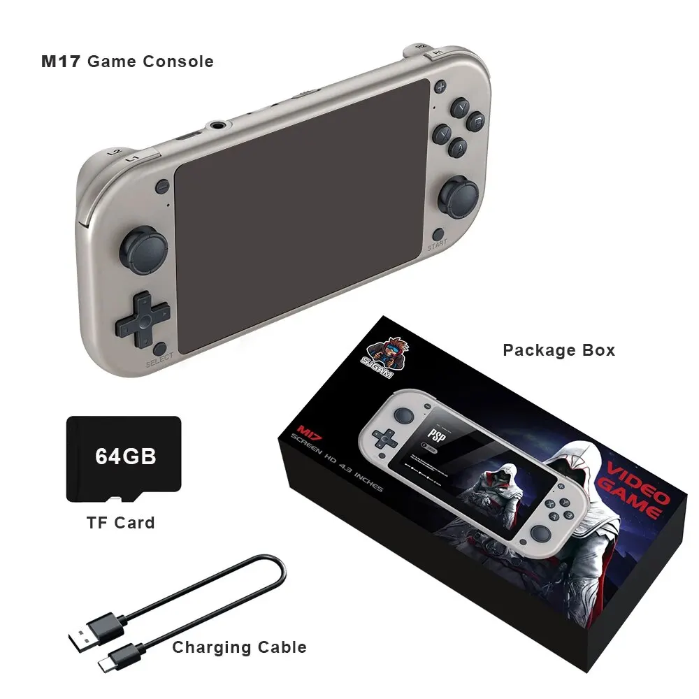 thumbnail image 1 of BOYHOM M17 Retro Handheld Video Game Console Open Source Linux System 4.3 Inch IPS Screen Portable Pocket Video Player for PSP, 1 of 5