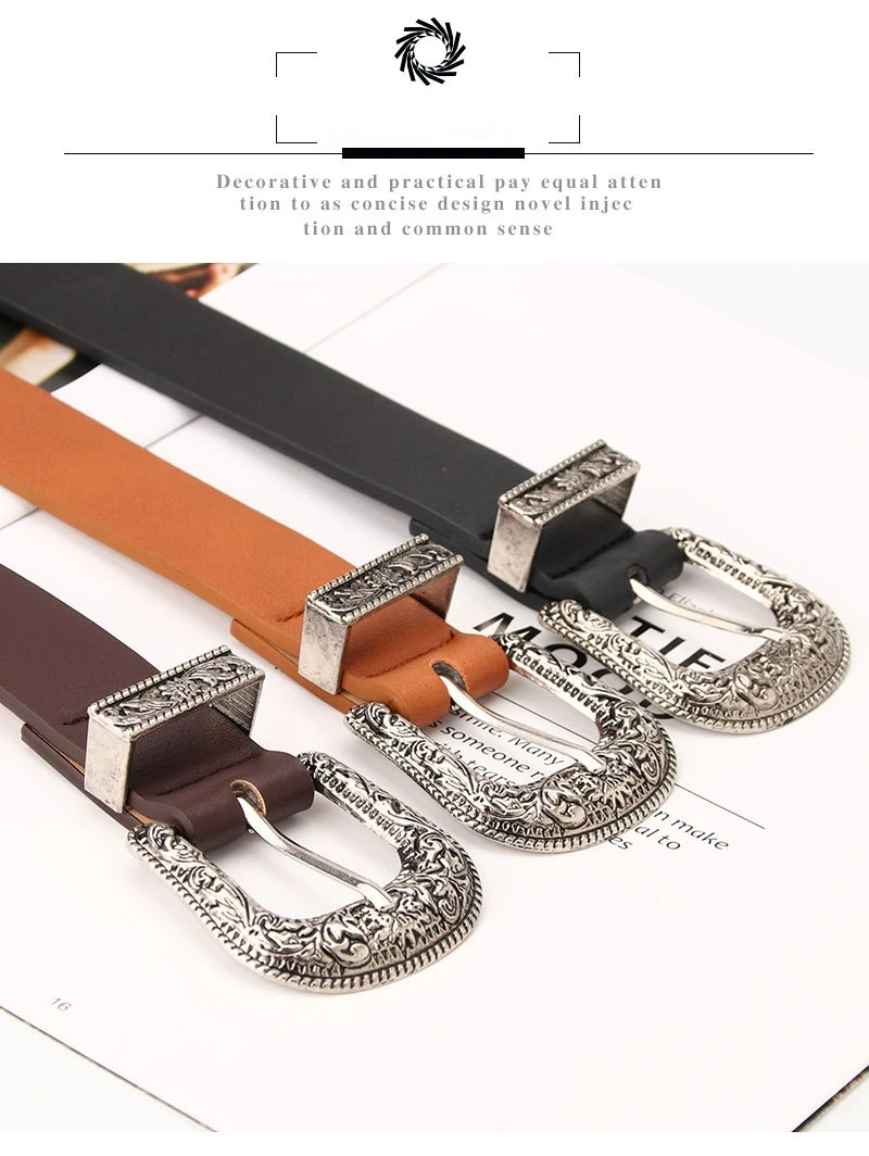 Neue Schnitzen Pu Pin Schnalle Gürtel Frauen Mode Schwarz Silber Schnalle Dünne Gürtel Weibliche Jeans Kleid Bund Marke Design_voghion.com