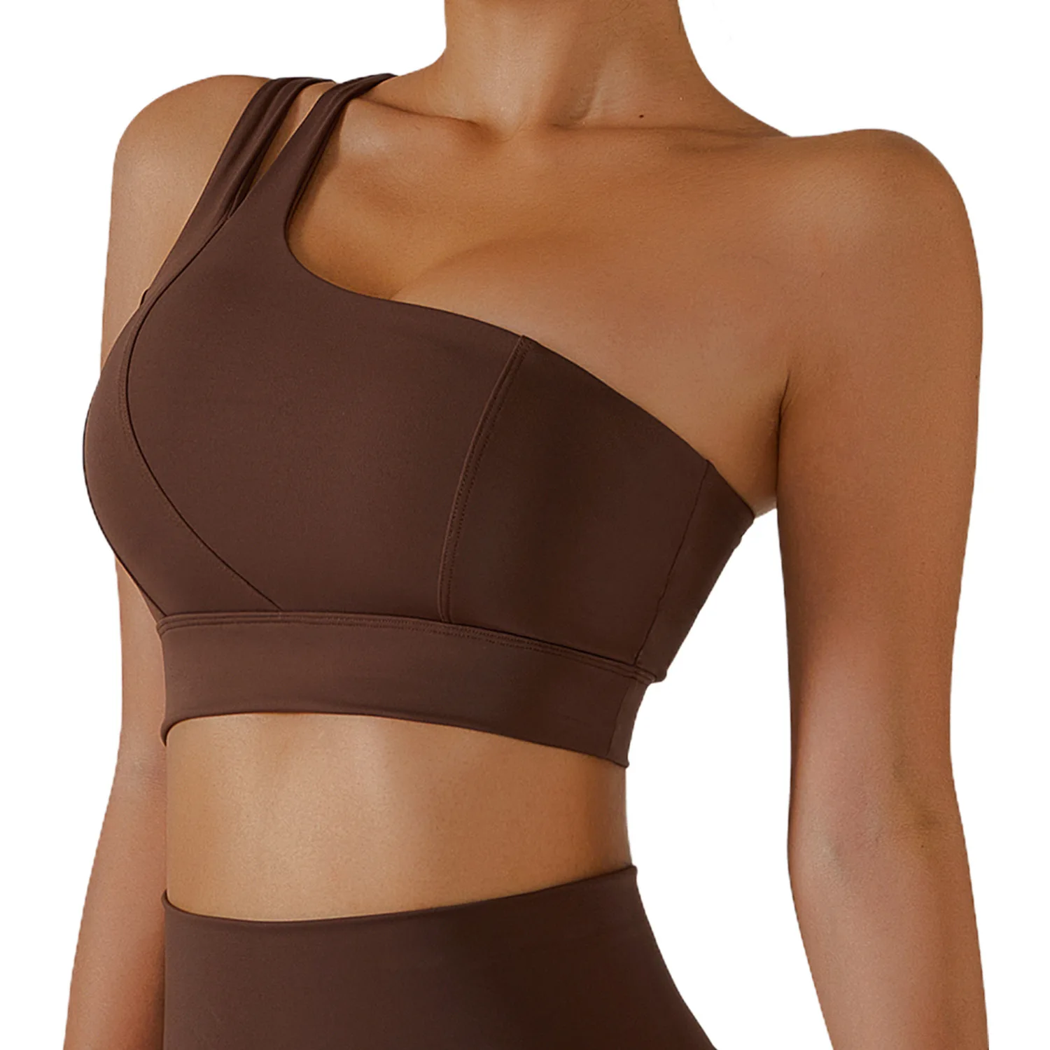 

One-piece Nude Shoulder Yoga Bra Elastic Shockproof Sports Bra Women Running Fitness Vest