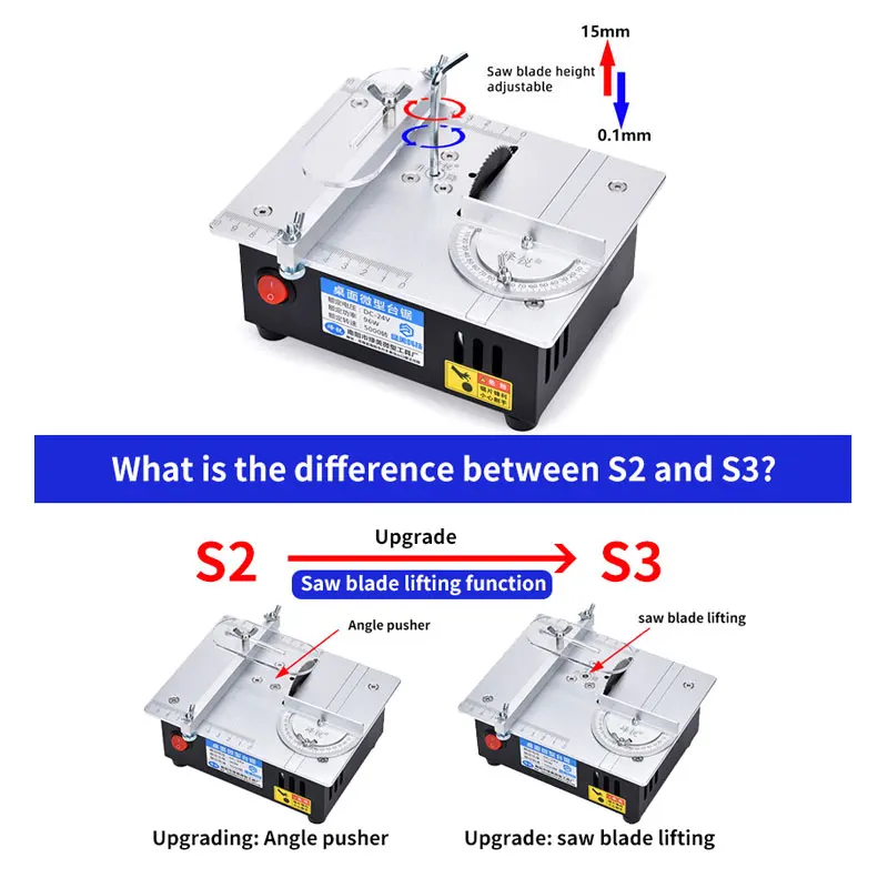 Electric Saw Electric Circular Saw Mini Table Saw 63mm Blade Small Bench Saws Desktop Saw Household DIY PCB Model Cutting Tool Woodworking Lathe Machine