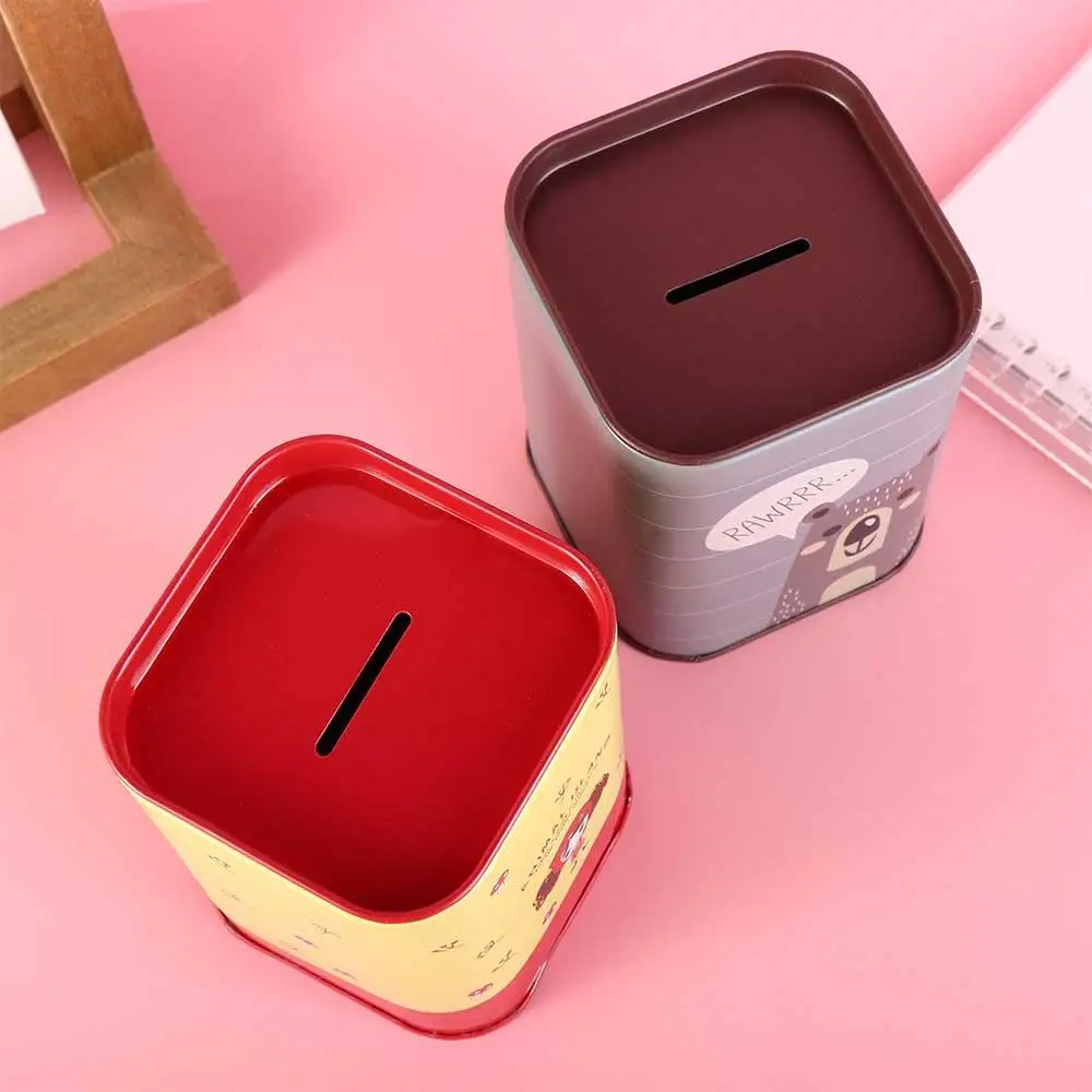 Save Money Lovely High-Capacity Home Decoration Toy Cash Cabinet Tinplate Coin Box Cash Box Metal Piggy Bank Money