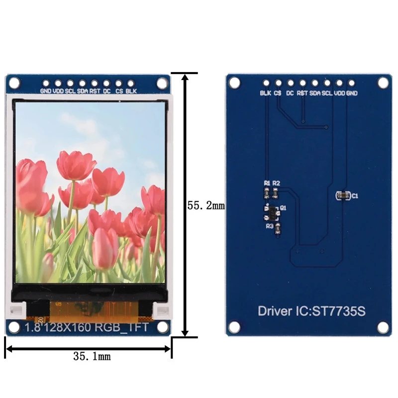 HD SPI 인터페이스 TFT 디스플레이 컬러 스크린 LCD 스크린, 1.44 인치, 1.8 인치, ST7735 드라이버 IC 호환