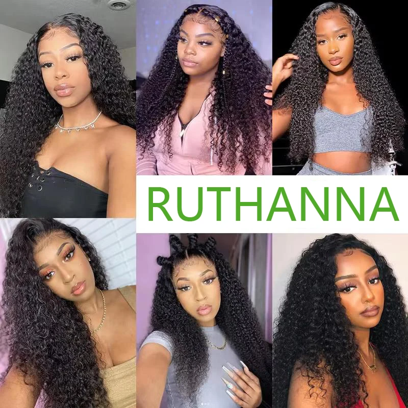Kinky Curly 13x4 Lace Frontal Human Hair Pre-Plucked Natural Color Brazilian Virgin Hair Transparent Lace Closure For Women