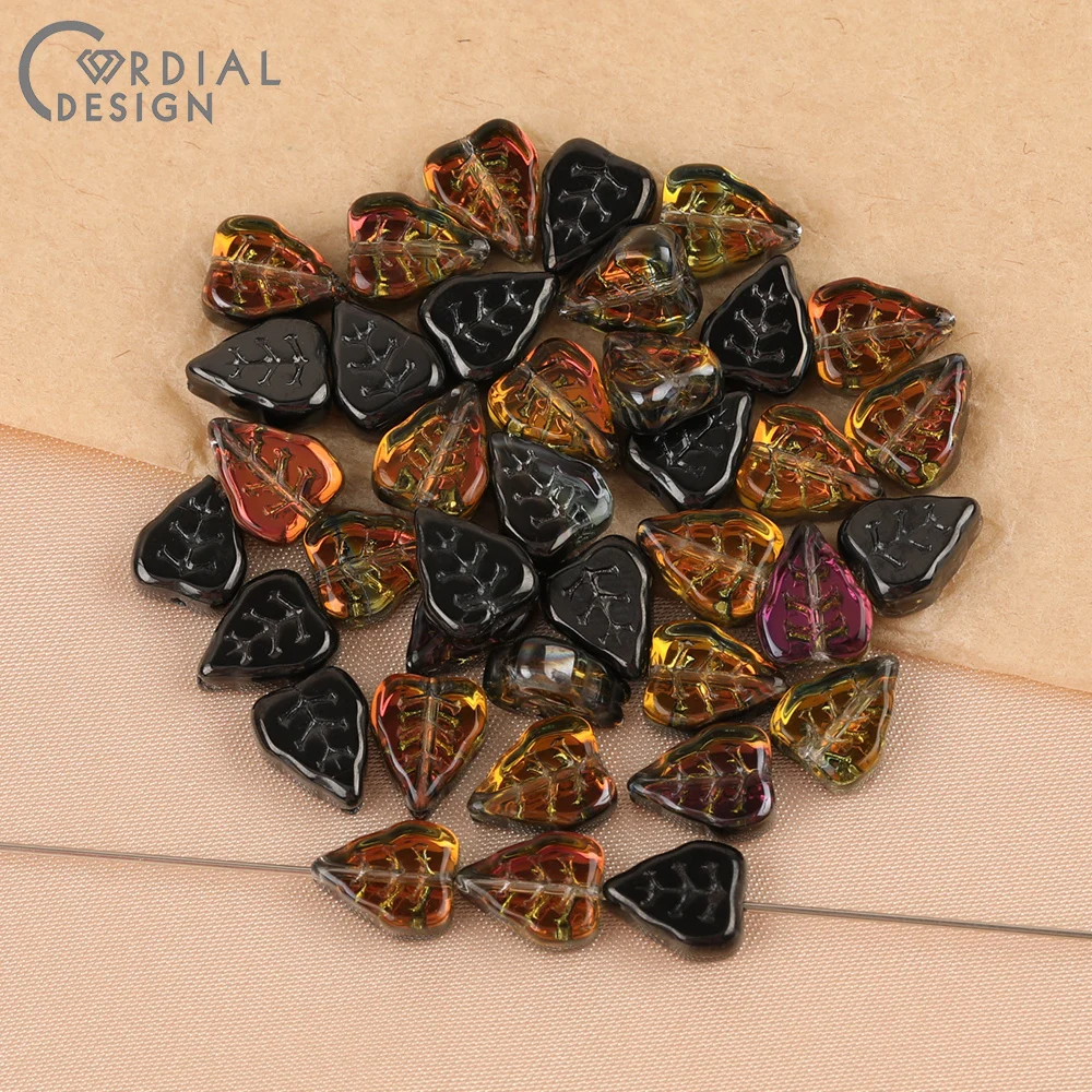 Cordial Design 8*10MM 500pcs Aurora Effect/Hand Made/Leaf Shape/Beads Making/DIY Glass Bead/Jewelry Findings & Components - cordial