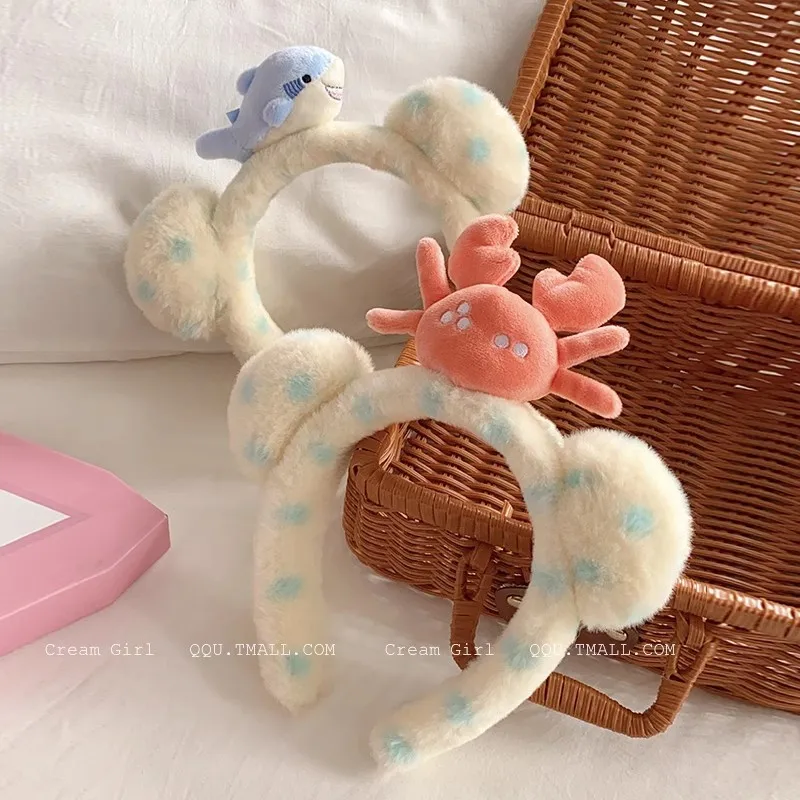 Cute New Bear Ears Plush Headband Hair Bundle High Cranial Top Bundle Hoop Headwear Kids Women Hair Accessories