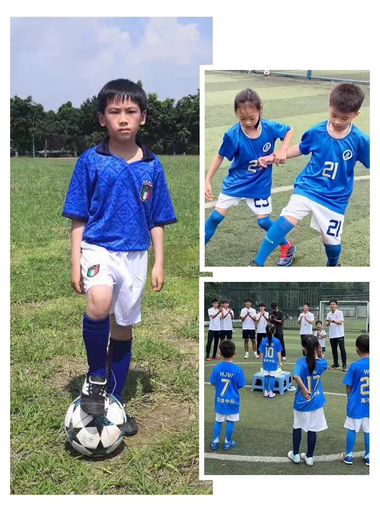월드컵 펠레그리니 축구 키트 세트 남성 여성 및 어린이용 훈련 경기 팀 유니폼 반바지 폴리에스터