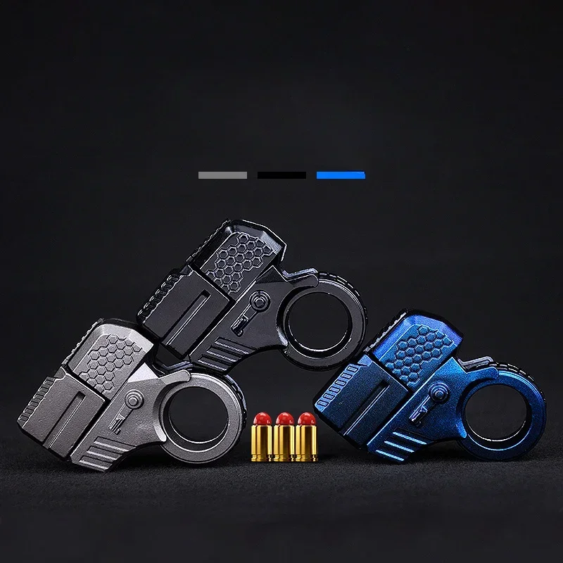 Alloy Mini Finger Ring Pistol Model Shell Throwing Soft Bullet Toy Gun Decompression Toys Golden Finger Blaster For Boys Adults 6
