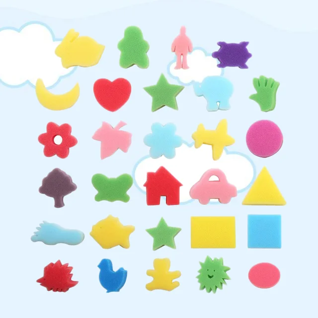 Sponge Painting Sponges Kids Paint Shapes Diy Craft Tools Kid Art Stamp Drawing Children Shape Toddler Stamps Brush Toddlers 6