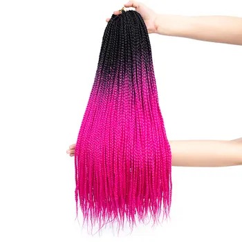 19 Color Ombre Box Crochet Hair Braids 24 Inch Zizi Synthetic Hair Extension For Braids Kanekalon Braiding Hair Pre Stretched 1