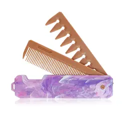 Enhanced 2 - in - 1 Pocket Folding Comb - Wide Tooth (Purple)