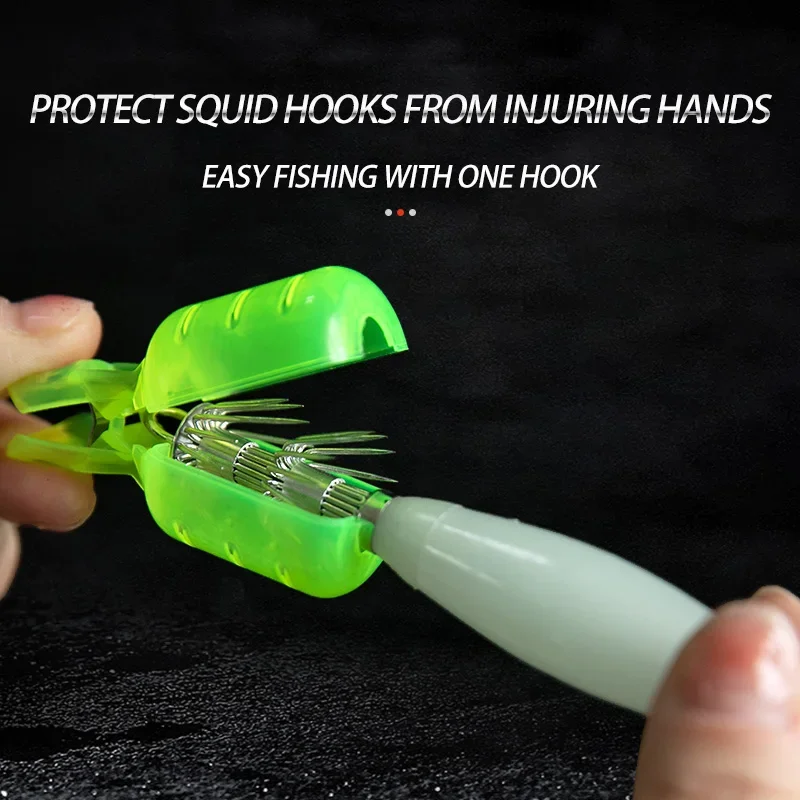 Squid Jig Hook Cover Wooden Shrimp Hook Bonnets Protective Case Fishing Accessories 10Pcs