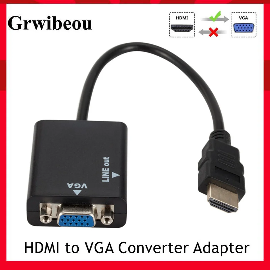 Grwibeou HDMI 호환 VGA 어댑터 케이블 디지털-아날로그 1080P 비..
