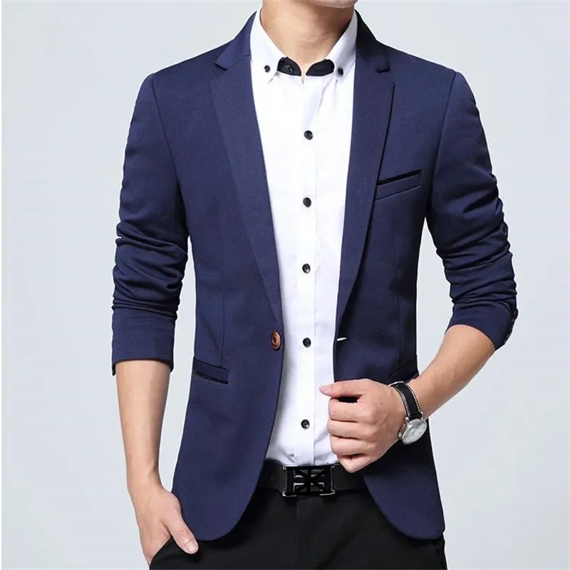 Men Blazer Spring Fashion Cotton Slim Fit