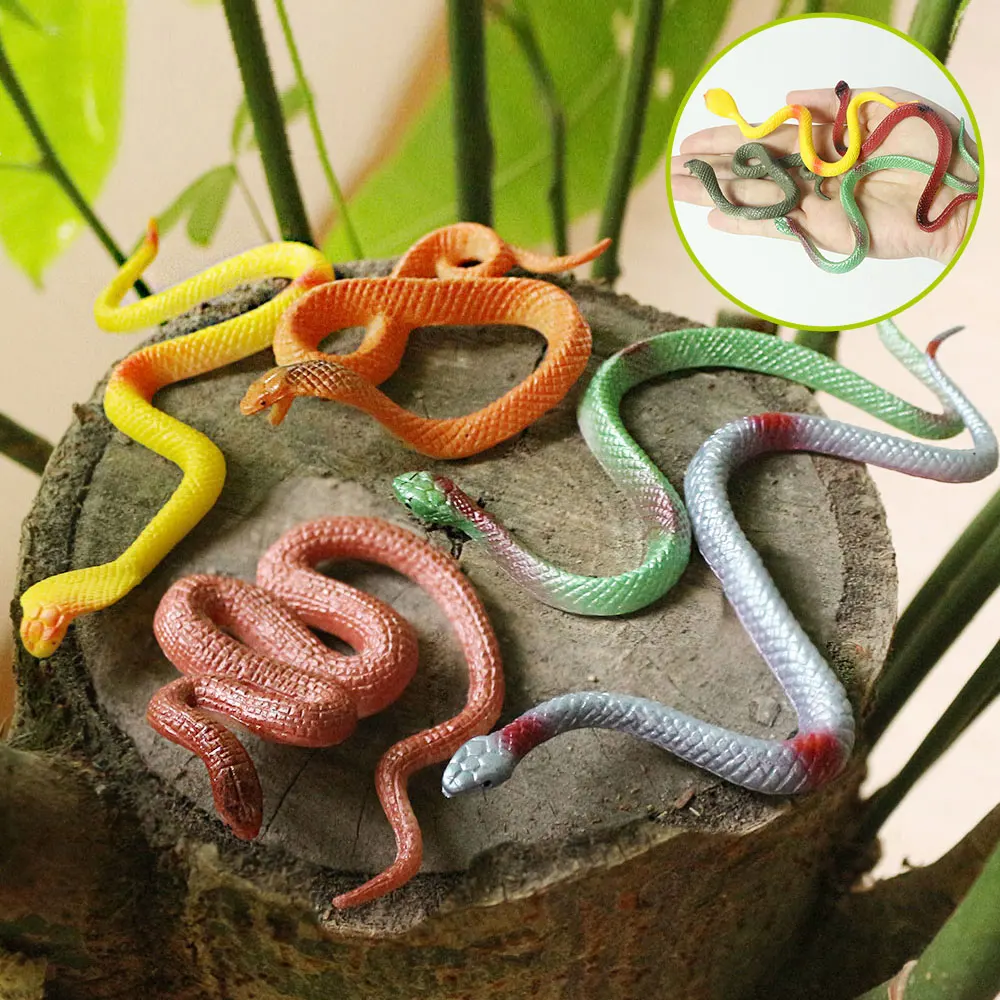 12 mini plastic rainforest snakes realistic colorful fake snake toys Halloween party decoration prank toys